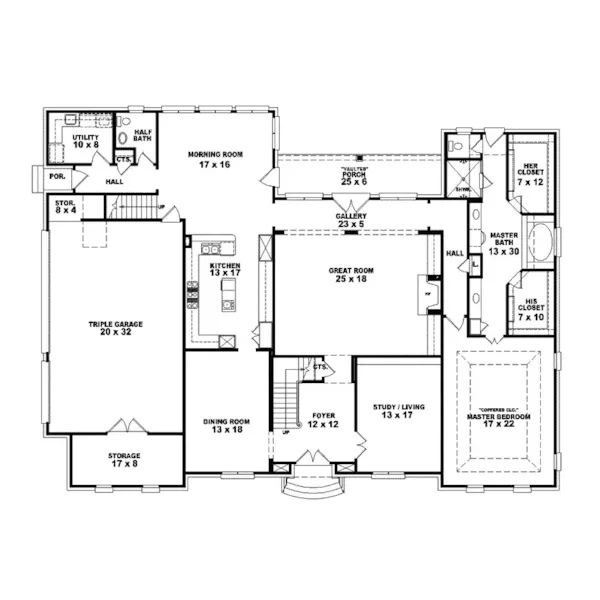 Traditional House Plan First Floor - Hoffman Manor Luxury Home 087S-0134 - Search House Plans and More