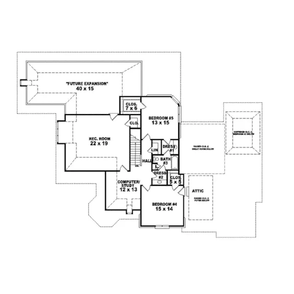 Traditional House Plan Second Floor - Mansfield Manor Traditional Home 087S-0141 - Shop House Plans and More