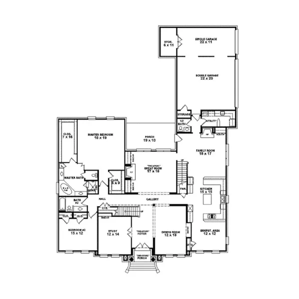 Greek Revival House Plan First Floor - Glanmorgan Luxury Home 087S-0149 - Search House Plans and More