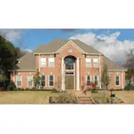 Traditional Luxury Brick Two-Story House With Grand Porch Pillars