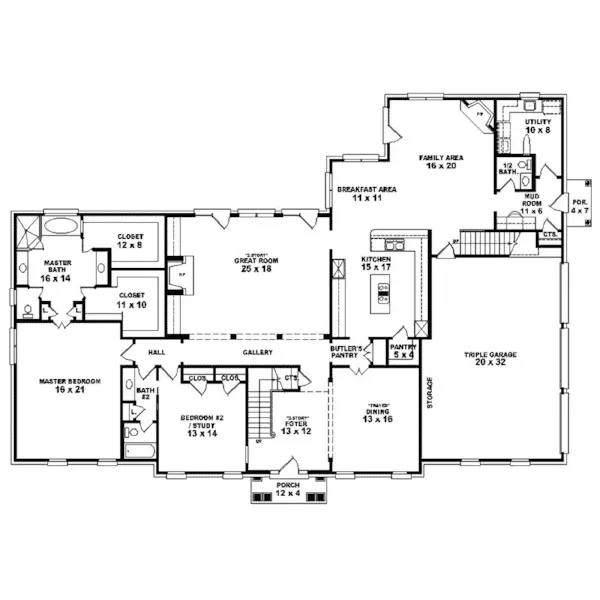 Colonial House Plan First Floor - Drumheller Place Georgian Home 087S-0159 - Search House Plans and More