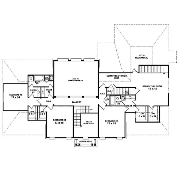 Colonial House Plan Second Floor - Drumheller Place Georgian Home 087S-0159 - Search House Plans and More