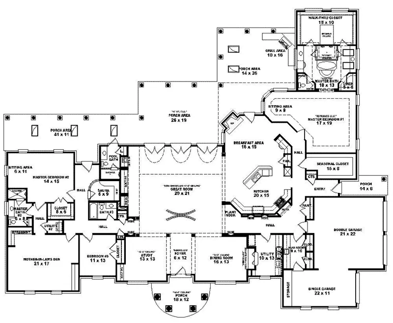 Luxury House Plan First Floor - Argentina Sunbelt Home 087S-0167 - Search House Plans and More