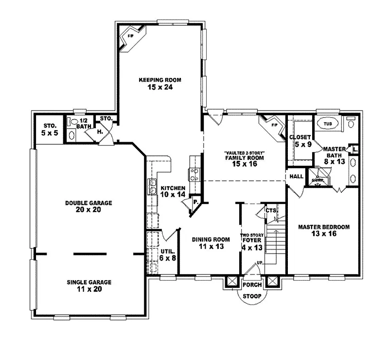 Southern House Plan First Floor - Brockington Colonial Home 087S-0168 - Search House Plans and More