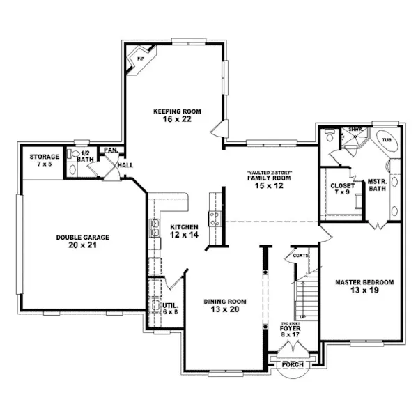 Luxury House Plan First Floor - Brunnetti Traditional Home 087S-0172 - Search House Plans and More