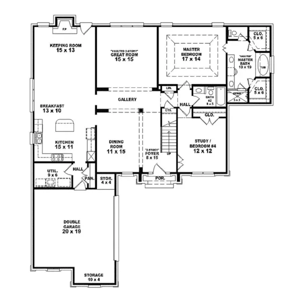 Traditional House Plan First Floor - Burchard Traditional Home 087S-0182 - Search House Plans and More