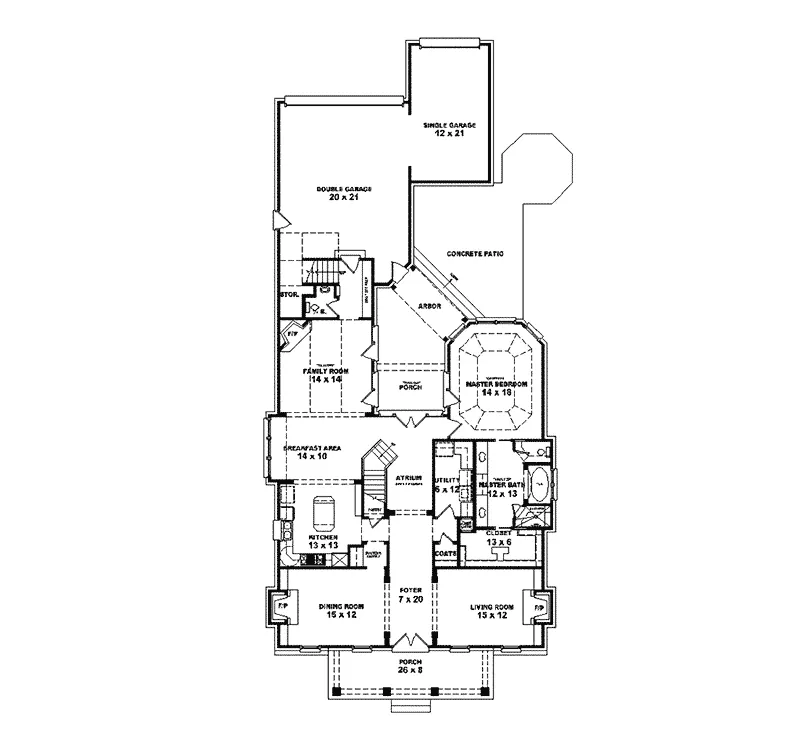 Southern House Plan First Floor - Warson Hill Georgian Brick Home 087S-0185 - Shop House Plans and More