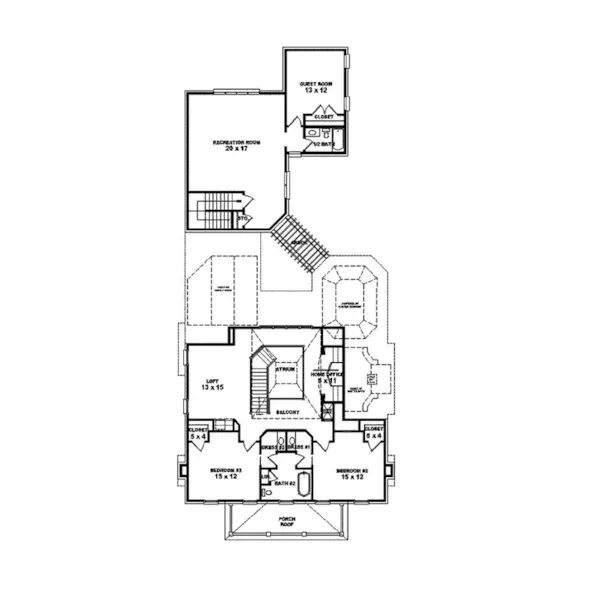 Colonial House Plan Second Floor - Warson Hill Georgian Brick Home 087S-0185 - Shop House Plans and More