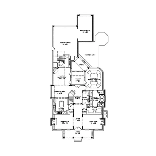 Southern Plantation House Plan First Floor - Waycroff Georgian Home 087S-0186 - Shop House Plans and More