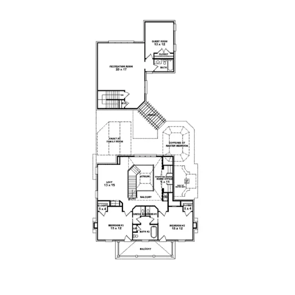 Southern Plantation House Plan Second Floor - Waycroff Georgian Home 087S-0186 - Shop House Plans and More