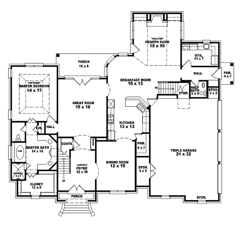 European House Plan First Floor - Hamden Manor Luxury Home 087S-0192 - Search House Plans and More