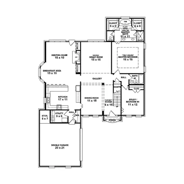 Traditional House Plan First Floor - Thornhaven Luxury Home 087S-0194 - Shop House Plans and More