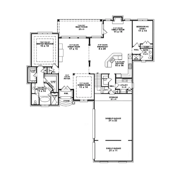 Country House Plan First Floor - Morgan Place European Home 087S-0212 - Shop House Plans and More