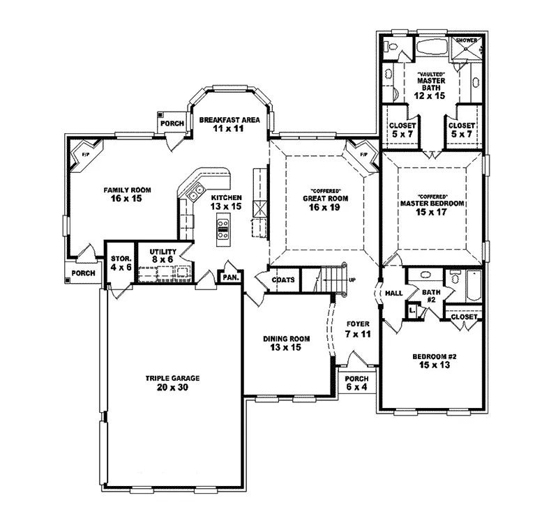 Colonial House Plan First Floor - Domenica Luxury Home 087S-0216 - Search House Plans and More