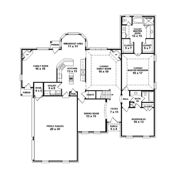 Traditional House Plan First Floor - Domenica Luxury Home 087S-0216 - Search House Plans and More