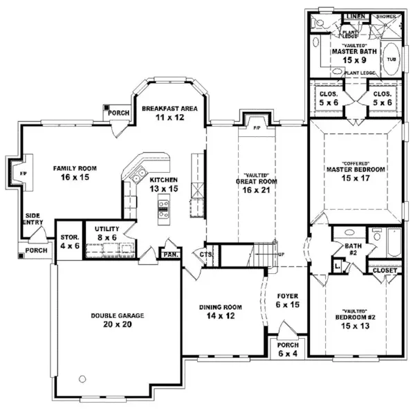 Southern House Plan First Floor - Barker Luxury Home 087S-0221 - Search House Plans and More