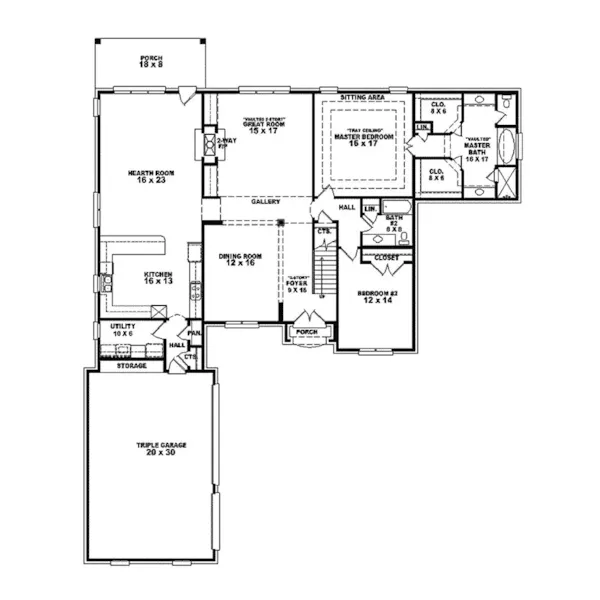 Traditional House Plan First Floor - Melbourne Manor Luxury Home 087S-0226 - Shop House Plans and More