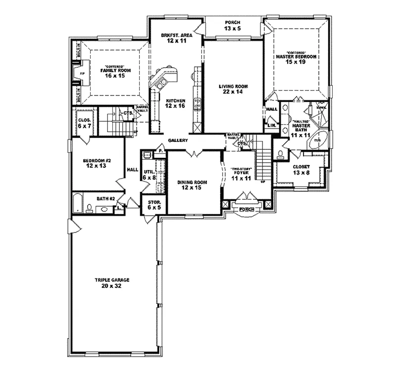 European House Plan First Floor - Frasier Luxury Home 087S-0233 - Search House Plans and More