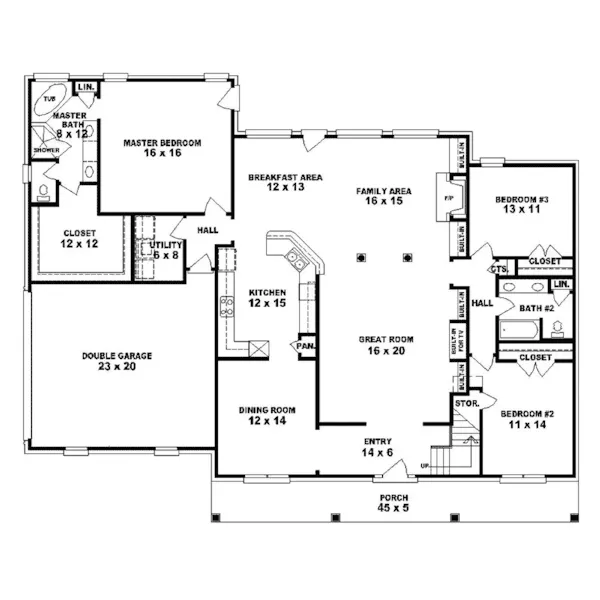 Acadian House Plan First Floor - Edgemere Cape Cod Home 087S-0238 - Search House Plans and More