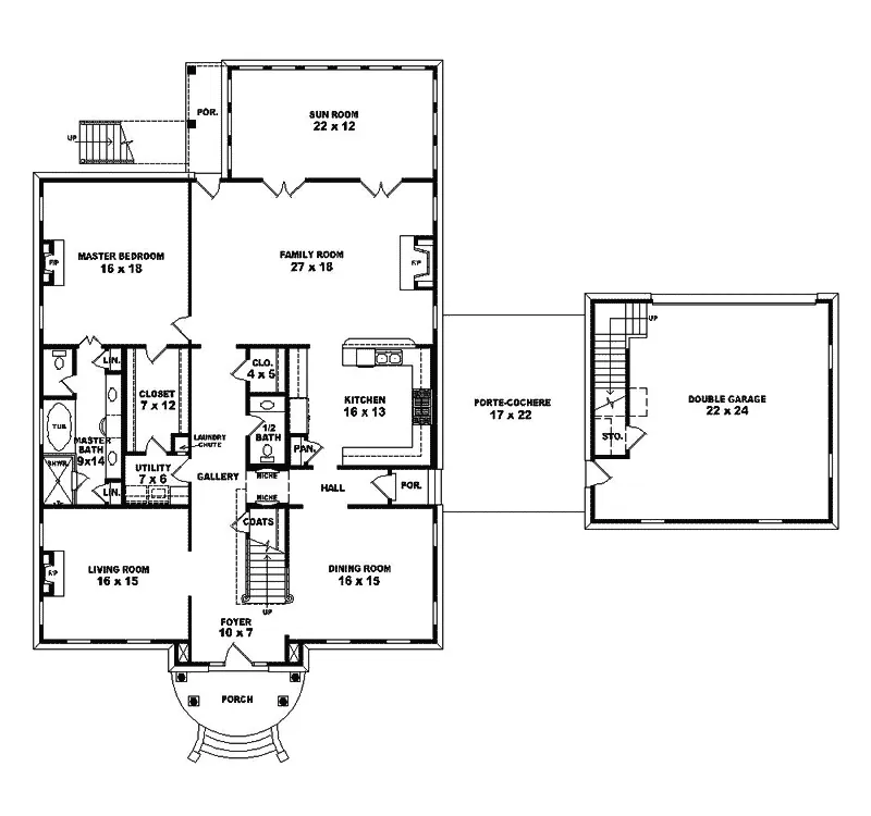 Colonial House Plan First Floor - Madeira Manor Luxury Home 087S-0240 - Shop House Plans and More