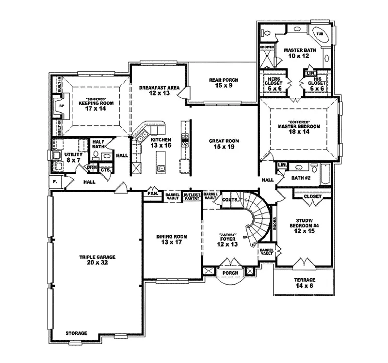 Luxury House Plan First Floor - Charleville Place Luxury Home 087S-0253 - Search House Plans and More