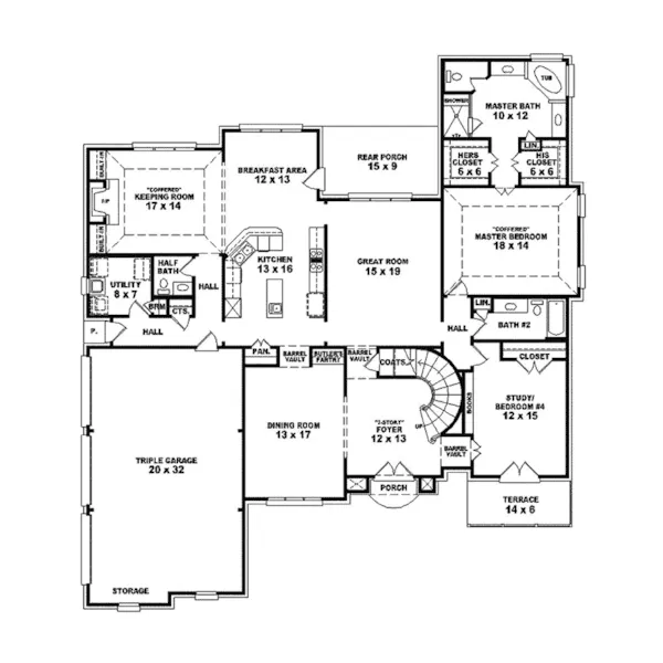 Luxury House Plan First Floor - Charleville Place Luxury Home 087S-0253 - Search House Plans and More