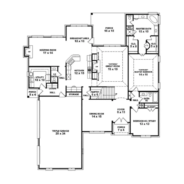 Southern House Plan First Floor - Goldwyn Luxury Home 087S-0264 - Search House Plans and More