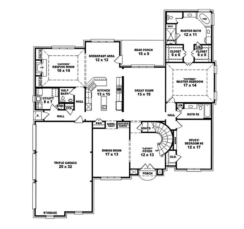 Luxury House Plan First Floor - Wisenburg Luxury Home 087S-0270 - Shop House Plans and More