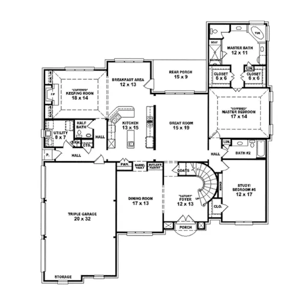 Luxury House Plan First Floor - Wisenburg Luxury Home 087S-0270 - Shop House Plans and More