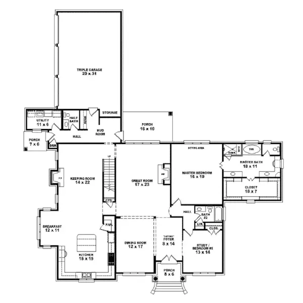 European House Plan First Floor - Arden Creek Luxury Home 087S-0281 - Search House Plans and More