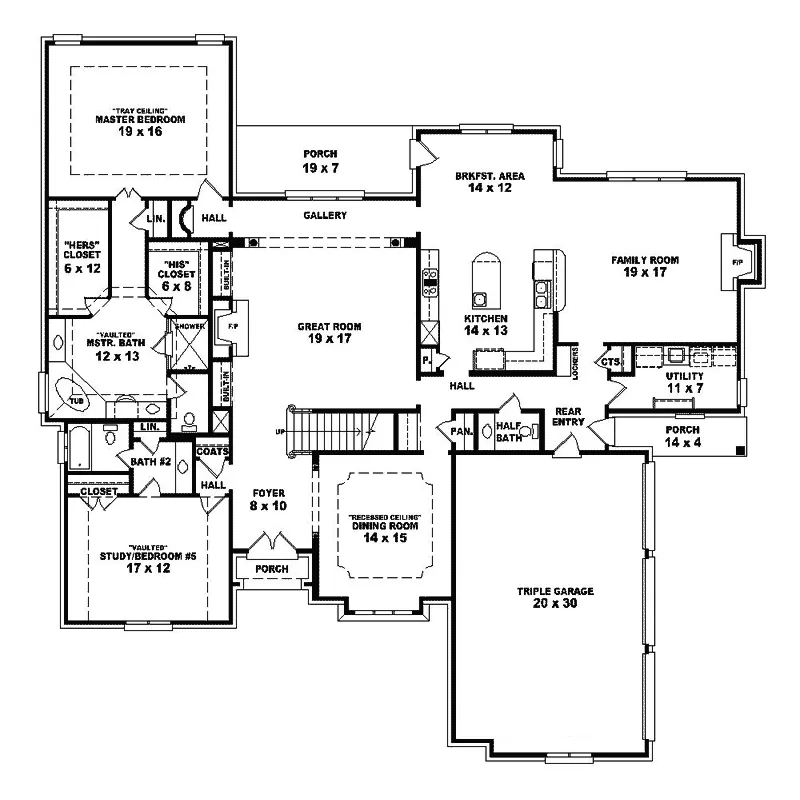 Traditional House Plan First Floor - Hampden Luxury Home 087S-0283 - Search House Plans and More