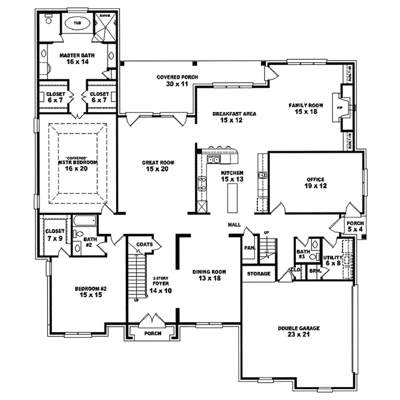 Traditional House Plan First Floor - Deer Point European Luxury Home 087S-0286 - Search House Plans and More