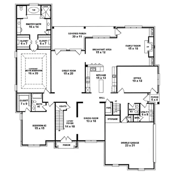 Traditional House Plan First Floor - Deer Point European Luxury Home 087S-0286 - Search House Plans and More