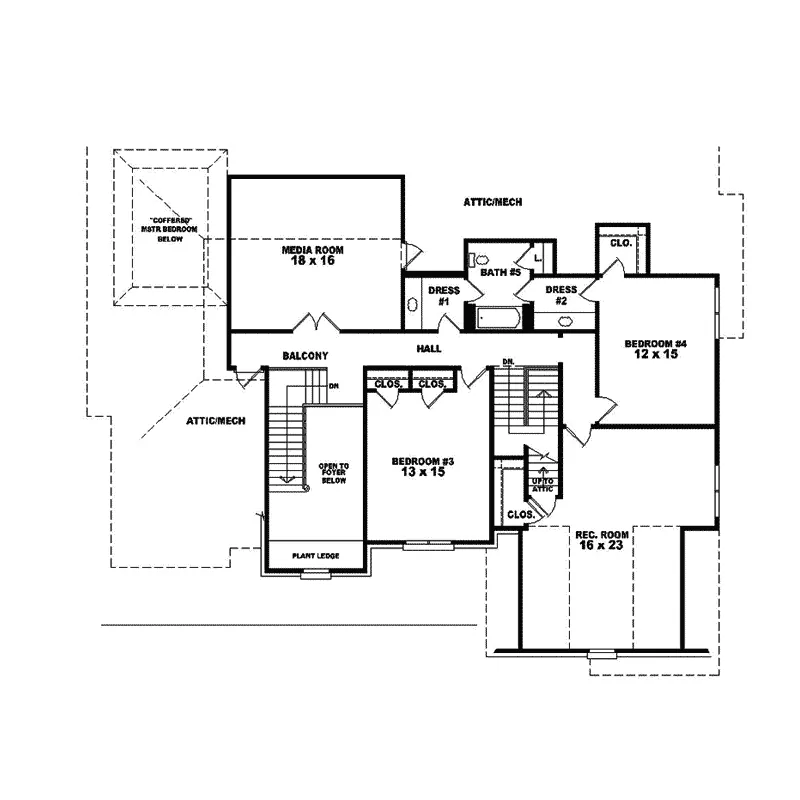 Traditional House Plan Second Floor - Deer Point European Luxury Home 087S-0286 - Search House Plans and More