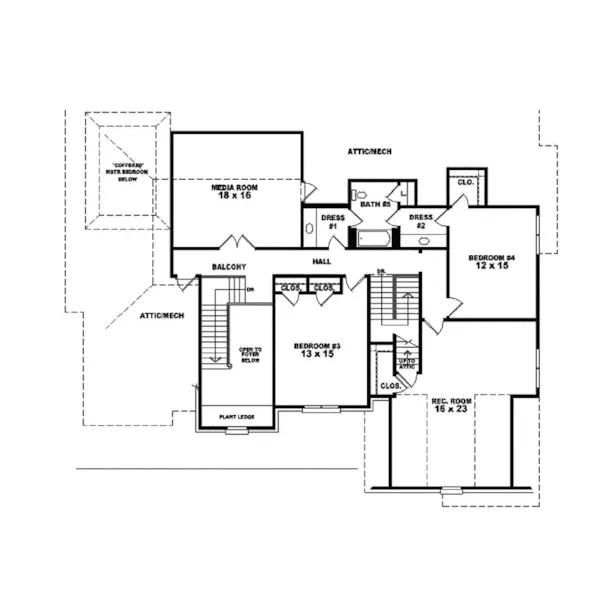 Traditional House Plan Second Floor - Deer Point European Luxury Home 087S-0286 - Search House Plans and More