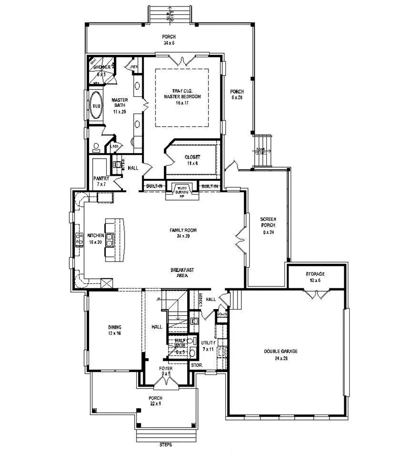 Traditional House Plan First Floor - 087S-0304 - Shop House Plans and More