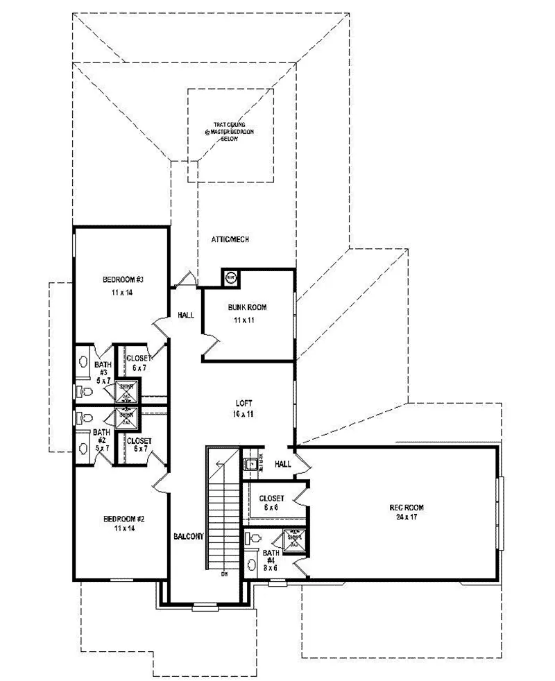 Traditional House Plan Second Floor - 087S-0304 - Shop House Plans and More