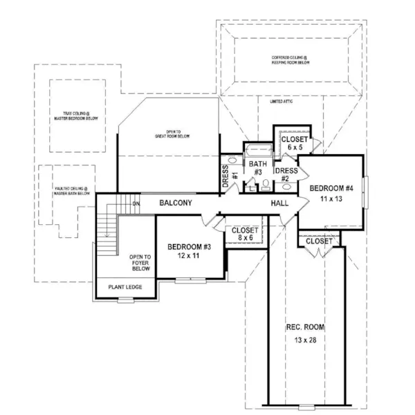 Traditional House Plan Second Floor - 087S-0305 - Shop House Plans and More