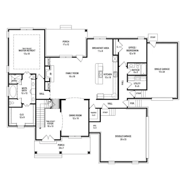 Farmhouse Plan First Floor - 087S-0306 - Shop House Plans and More