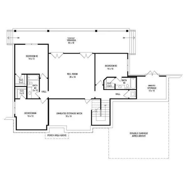 Rustic House Plan Lower Level Floor - 087S-0308 - Shop House Plans and More