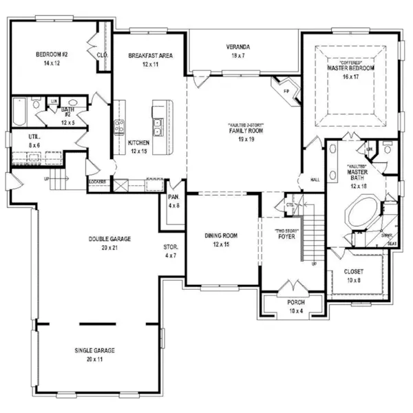 Rustic House Plan First Floor - 087S-0309 - Shop House Plans and More