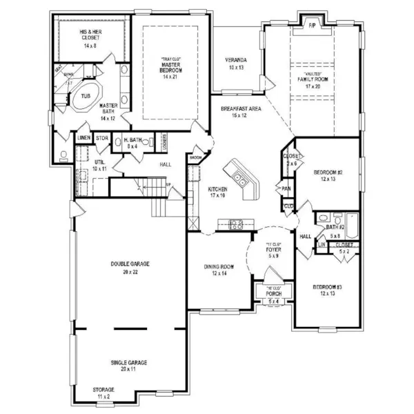 Traditional House Plan First Floor - 087S-0312 - Shop House Plans and More