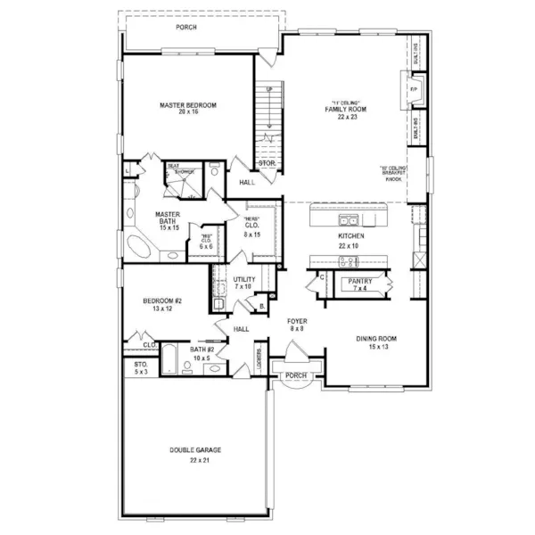 Traditional House Plan First Floor - 087S-0313 - Shop House Plans and More