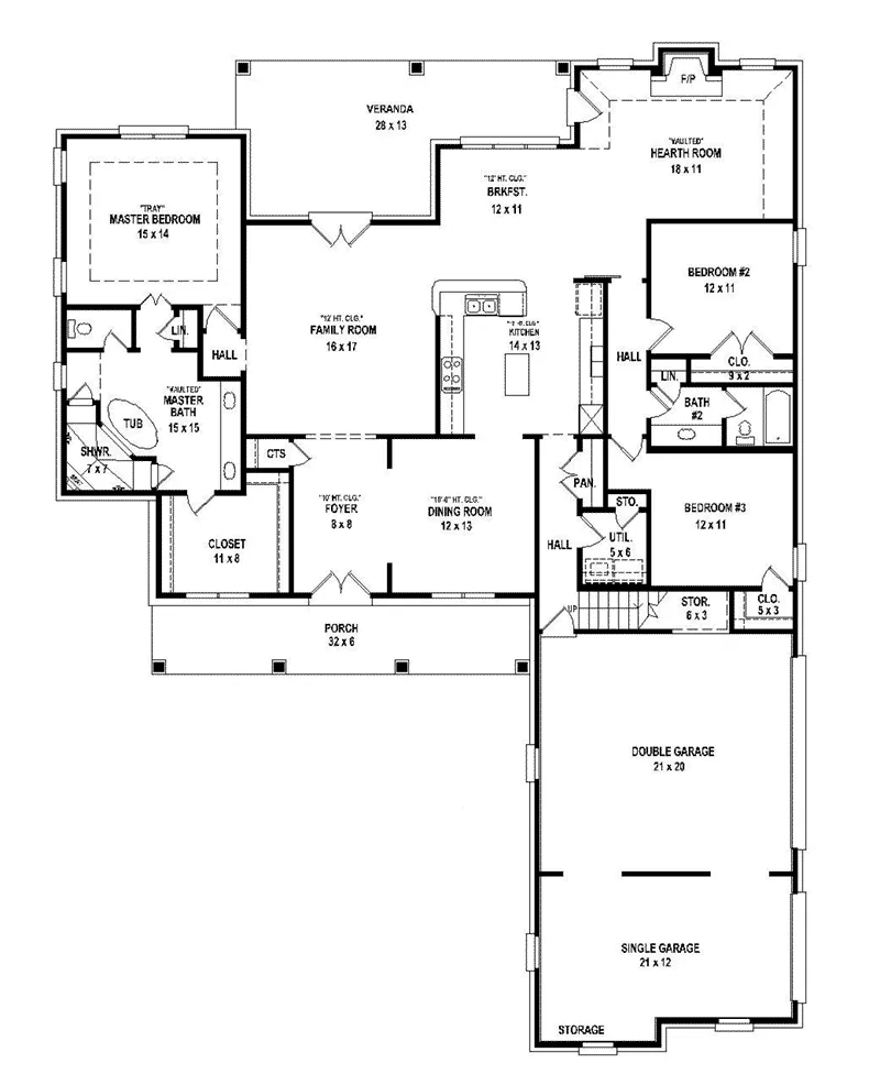 Southern House Plan First Floor - 087S-0314 - Shop House Plans and More