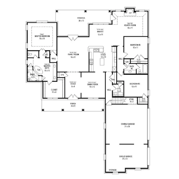 Southern House Plan First Floor - 087S-0314 - Shop House Plans and More