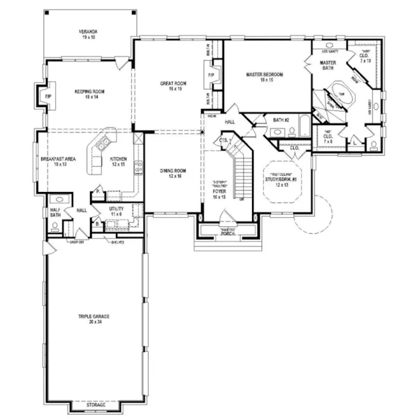 European House Plan First Floor - 087S-0315 - Shop House Plans and More