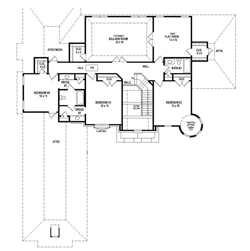 Rustic House Plan Second Floor - 087S-0315 - Shop House Plans and More