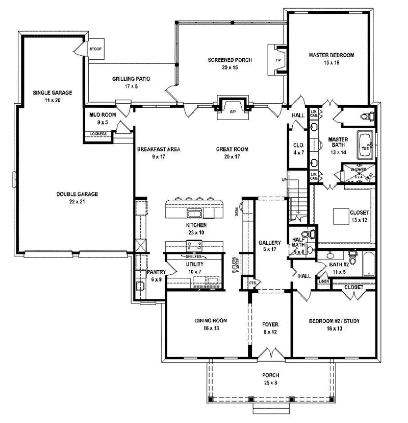 Southern House Plan First Floor - 087S-0316 - Shop House Plans and More