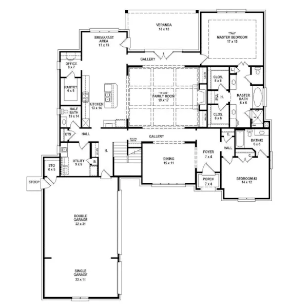 European House Plan First Floor - 087S-0318 - Shop House Plans and More