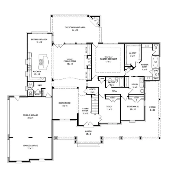 Country House Plan First Floor - 087S-0319 - Shop House Plans and More